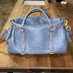 Dooney & Bourke Florentine Leather Large Satchel Bag in Steel Blue